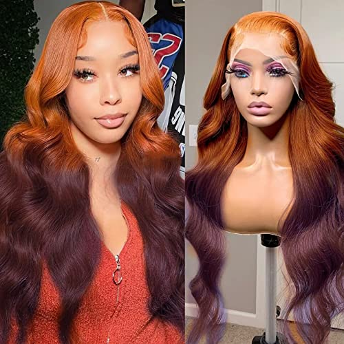 Ginger Purple Ombre Lace Front Wig Human Hair 13x4 Body Wave - Two Tones Glueless Wig for a Vibrant Style Statement