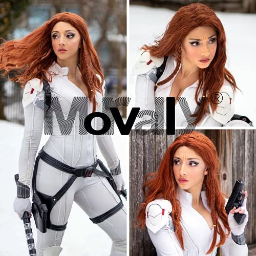 Long Wavy Brown Wig - Natural Heat Resistant Synthetic Ginger Wig for Women, Perfect for Cosplay, Costume, and Halloween Parties