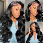 28-Inch Body Wave Lace Front Wigs - 180% Density, Pre Plucked, and Glueless Elegance for Black Women