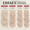 Einaey Clip in Hair Extensions - 4PCS of Long Wavy Synthetic Hair in 20 Inch Light Blonde, Perfectly Blended Clip-Ins for Effortless Style