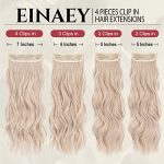 Einaey Clip in Hair Extensions - 4PCS of Long Wavy Synthetic Hair in 20 Inch Light Blonde, Perfectly Blended Clip-Ins for Effortless Style