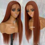 Ginger 30-Inch Straight Lace Front Wig for Black Women - Synthetic Halloween Wig with Pre-Plucked Hairline and Baby Hair 🔥