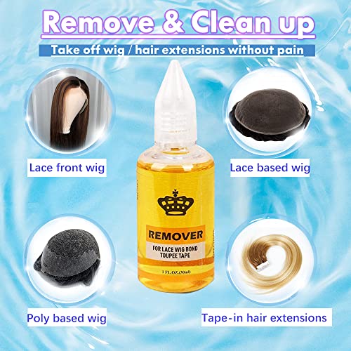 Golden Confidence Wig Kit: Waterproof Wig Glue for Lace Front Wigs, Invisible Bonding, Strong Hold, with Wig Glue Remover, Elastic Band, and Edge Brush
