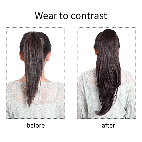 MFZZKAP Chestnut Brown 22" Straight Hair Extension Claw Clip Ponytail - Instant Glamour for All Occasions