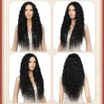 Black Curly Wig - 28" Long Middle Part Wig for Women WIG004, Ideal for Halloween, Cosplay, and Daily Glamour - Black