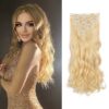 7PCS Golden Blonde Wavy Hair Extensions - 22inch