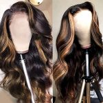 Radiant Balayage Beauty: Black Brown Highlight Ombre Lace Front Wig – Body Wave Brilliance (16 Inch)