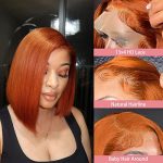 Ginger Orange Bob Wig Human Hair 13x4 Frontal Lace Wig Human Hair Bob Wigs for Black Women Glueless Wigs Human Hair Pre Plucked 150% Density Straight Short Human Hair Brazilian Virgin Hair (10inch)
