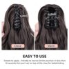 Transform Your Daily Look with 20" Brunette Synthetic Claw Clip Ponytail Extension - Easy and Fluffy Daily Hairstyling for Women