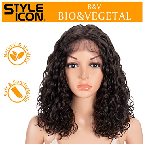 Style Icon Dark Brown Wig - Shoulder Length Ombre Lace Wig with Curly Waves, Middle Part Lace Front Synthetic Wig (13 Inches, 4) - Natural Beauty for Every Occasion 🌈💁‍♀️