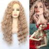 BLUPLE Ash Blonde Curly Lace Front Wig: Experience the Ultimate Blend of Style and Comfort with Long, Wavy, and Half Hand-Tied Synthetic Hair