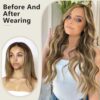 Glamorous Brunette Transformation: 20" Mixed Brown & Blonde Wavy Clip-in Hair Extensions for Women