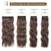 Long Wavy Clip-in Hair Extensions - 20 Inch Soft Synthetic Hairpieces for Effortless Volume and Length in Light Brown - 4PCS Kit