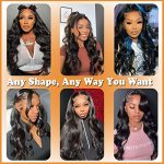 28 Inch Body Wave Lace Front Wig - 180% Density Brazilian Virgin Human Hair, 13x4 HD Transparent Lace Frontal, Pre Plucked with Baby Hair