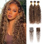 Indulge in Luscious Locks: ALHER Water Wave Ombre Human Hair - 10A Grade Soft Thick Curly Weaves in P4/27 Piano Color