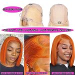 13X4 Colored #350 Ginger Orange Glueless Bob Wig Human Hair HD Transparent Frontal Lace Wig Short