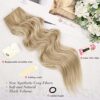 Invisible Wire Hair Extensions - 20 Inch Halo Ash Blonde Mix Bleach Blonde - Long Wavy Synthetic Hairpiece with Adjustable Transparent Wire and 4 Secure Clips for Effortless Elegance