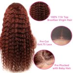26-Inch Reddish Brown Water Wave Wig - Pre Plucked, Transparent Lace, Wear and Go Human Hair Wig
