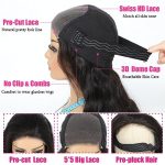 Uveous 26 Inch Body Wave HD Lace Closure Wig: Wear and Go Glueless Wig with 5x5 Closure - Pre Plucked, Pre Cut, and Beginner-Friendly Human Hair Wig