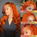 Vibrant Ginger Magic! 18-Inch Colored Body Wave Lace Front Wigs for Black Women - Pre Plucked, Glueless, and Stylish Human Hair Wig 🌈