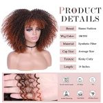 Hanne Fashion Kinky Curly Wig with Bangs - Ombre Auburn Afro Bomb Curly Wig for a Charming Daily Look