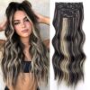 Vigorous Wavy Hair Extension - 24 Inches of Black Mix Blonde Glamour in Easy Clip-in Style