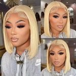 Blonde Elegance: 10-Inch 613 Human Hair Lace Front Bob Wig - Unmatched Versatility in Styling, Perfect for Effortless Glamour