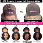 HD Transparent Lace Front Water Wave Wig - 180% Density Brazilian Virgin Human Hair (18 Inch)