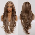 Allbell Long Wavy Synthetic Lace Front Wigs: Unleash Confidence with Brown Hair & Blonde Highlights