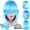 Vibrant Short Bob Neon Wig with Flat Bangs - Perfect
