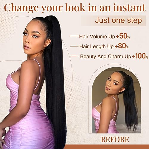 Transform Your Look with 26-Inch Dark Chocolate Brown Synthetic Drawstring Ponytail Extension - Natural Softness for Effortless Style