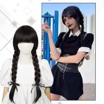 Black Braided Costume Wig for Girls – Perfect Halloween Party Wig with Adjustable Sizes!