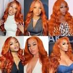 22-Inch Ginger Orange Body Wave Lace Front Wig - 350# Color, Pre-Plucked and Breathable HD Lace for an Effortlessly Chic Look