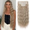 REECHO Beach Wave Clip in Hair Extensions – Achieve Perfect Waves with 5PCS 24" Dark Ash Blonde Extensions for Luxurious Volume and Natural Softness