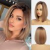 HIAYSAN's 12 Inch Honey Blonde Lace Front Wig: Embrace Everyday Glamour in a Short Bob with Side Parting