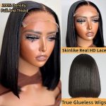 Discover Seamless Beauty with 5X5 Wear and Go Glueless Real HD Lace Closure Bob Wig - Ultra-Thin Swiss HD Lace, 200% Density Human Hair (12 Inch)