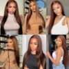 SOKU Brown Lace Front Wigs Synthetic Pre Plucked 32 Inch Long Straight Lace Frontal Wigs