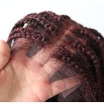 Full Soft Lace Front Box Braided Cornrow Wig - Synthetic Hand Braided Ombre Dark Brown Wig for Women