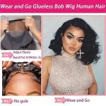 Wear And Go 180% Density Body Wave Lace Closure Bob Wig - 4x4 Glueless Human Hair, Pre Plucked, Ready To Wear - Natural Color 16 Inch