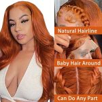 13X4 Orange Ginger Brown HD Lace Front Human Hair Wig - Body Wave Brazilian Virgin Hair for a Natural and Vibrant Look