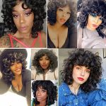 andromeda Short Curly Wig - Soft Black Big Curls with Bangs, Heat Resistant, Natural-Looking Synthetic Wig for Black Women