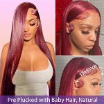 Lace Front Wigs Human Hair 26inch - 13x4 HD Lace, Pre Plucked, 99j Red Wig with 180% Density and Free Part for Charming Styles