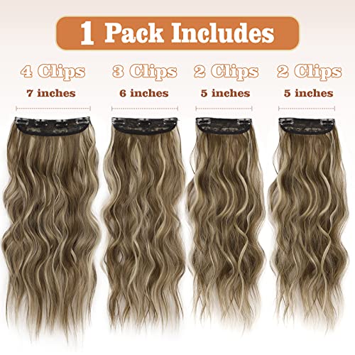 QGZ Clip-in Long Wavy Hair Extensions - 20 Inch Synthetic Marvel for Thicker, Fuller Hair