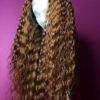 ANDRIA 24 Inch Ombre Red Brown Curly Lace Front Wig - Two-Tone Synthetics for Effortless Glamour, Heat Resistant Beauty