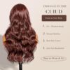cuiud Reddish Brown Body Wave Lace Front Synthetic Wig - Effortless Elegance with 13x5x1 Long Side Part Bombshell Wig
