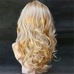 Kalyss Women's Long Curly Body Wavy Heat Resistant Blonde with Highlights Wig - Synthetic Elegance for Every Occasion
