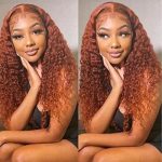 10A Ginger Brown 13X4 Lace Front Wigs: Brazilian Remy Hair, Curly Auburn Elegance, Pre-Plucked with Baby Hair, Colored for Alluring Confidence - 150% Density, 24 Inch