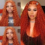Hair Wear Go Glueless Wigs for beginners Orange Ginger Curly Human Hair Wig Pre Plucked