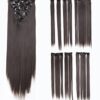 SWACC's 22 Inches Straight Full Head Synthetic Hair Extensions - Dark Brown (#4) - Heat Resistant, Clip-in Magic