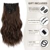 Fliace 20-Inch Clip-in Hair Extensions - Long Wavy Hairpieces in Chocolate Brown for Natural & Soft Blends
